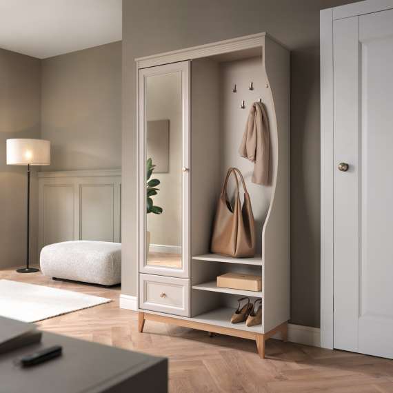 Garderobe til entré Windsor 100x193 cm - sort eik - speil