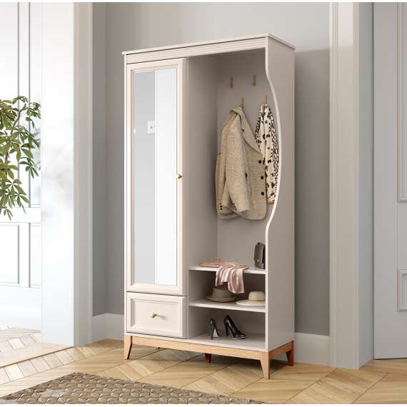 Garderobe til entré Windsor 100x193 cm - sort eik - speil