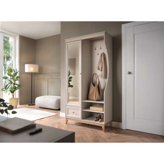 Garderobe til entré Windsor 100x193 cm - sort eik - speil