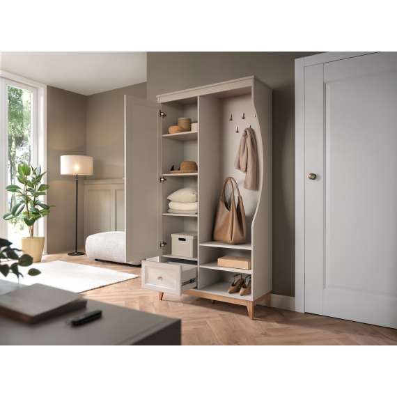 Garderobe til entré Windsor 100x193 cm - sort eik - speil