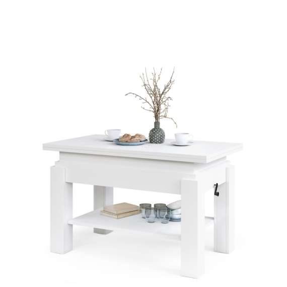 Sofabord BRAWO 110x60-120x60-72 cm - hvit matt - hev/senk