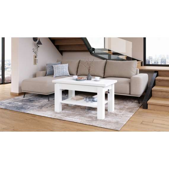Sofabord BRAWO 110x60-120x60-72 cm - hvit matt - hev/senk