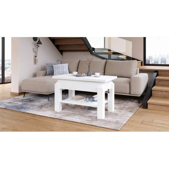 Sofabord BRAWO 110x60-120x60-72 cm - hvit matt - hev/senk