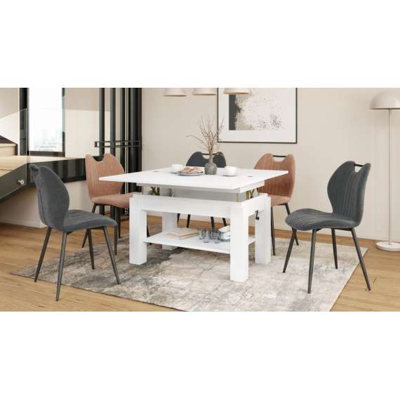Sofabord BRAWO 110x60-120x60-72 cm - hvit matt - hev/senk