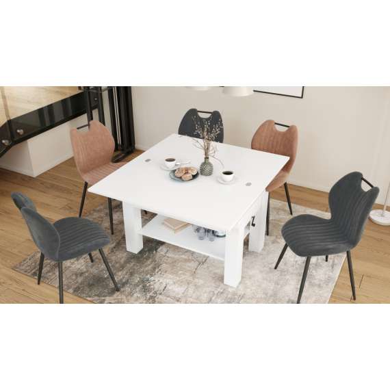 Sofabord BRAWO 110x60-120x60-72 cm - hvit matt - hev/senk