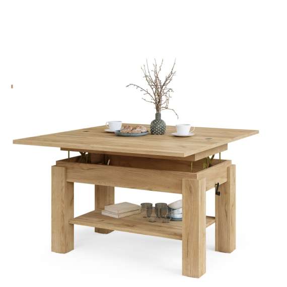 Sofabord BRAWO 110x60-120x60-72 cm - eik craft gold - hev/senk