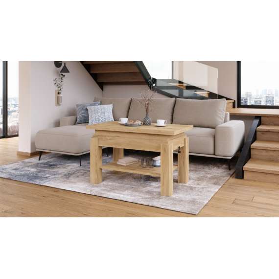 Sofabord BRAWO 110x60-120x60-72 cm - eik craft gold - hev/senk
