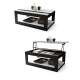 Sofabord LUSSO 112x60x 45-71 cm - hvit matt - svart matt - hylle - oppbevaringsplass