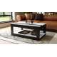 Sofabord LUSSO 112x60x 45-71 cm - hvit matt - svart matt - hylle - oppbevaringsplass