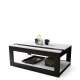 Sofabord LUSSO 112x60x 45-71 cm - hvit matt - svart matt - hylle - oppbevaringsplass