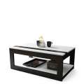 Sofabord LUSSO 112x60x 45-71 cm - hvit matt - svart matt - hylle - oppbevaringsplass