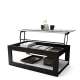 Sofabord LUSSO 112x60x 45-71 cm - hvit matt - svart matt - hylle - oppbevaringsplass