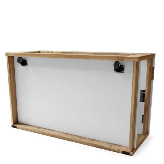 Sofabord LUSSO 112x60x 45-71 cm - eik wotan - hvit matt - hylle - oppbevaringsplass