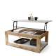 Sofabord LUSSO 112x60x 45-71 cm - eik wotan - hvit matt - hylle - oppbevaringsplass