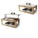 Sofabord LUSSO 112x60x 45-71 cm - eik wotan - hvit matt - hylle - oppbevaringsplass