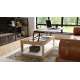 Sofabord LUSSO 112x60x 45-71 cm - eik wotan - hvit matt - hylle - oppbevaringsplass