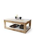 Sofabord LUSSO 112x60x 45-71 cm - eik wotan - hvit matt - hylle - oppbevaringsplass