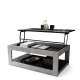 Sofabord LUSSO 112x60x 45-71 cm - betong - svart matt - hylle - oppbevaringsplass