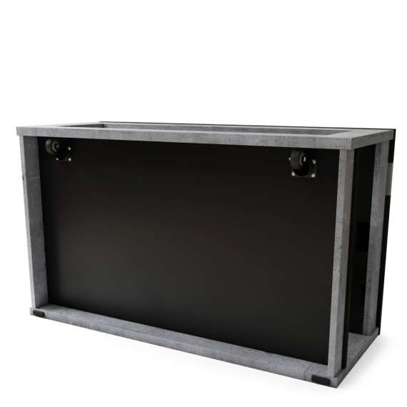 Sofabord LUSSO 112x60x 45-71 cm - betong - svart matt - hylle - oppbevaringsplass
