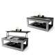 Sofabord LUSSO 112x60x 45-71 cm - betong - svart matt - hylle - oppbevaringsplass