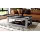 Sofabord LUSSO 112x60x 45-71 cm - betong - svart matt - hylle - oppbevaringsplass