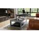 Sofabord LUSSO 112x60x 45-71 cm - betong - svart matt - hylle - oppbevaringsplass