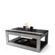 Sofabord LUSSO 112x60x 45-71 cm - betong - svart matt - hylle - oppbevaringsplass