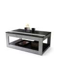 Sofabord LUSSO 112x60x 45-71 cm - betong - svart matt - hylle - oppbevaringsplass