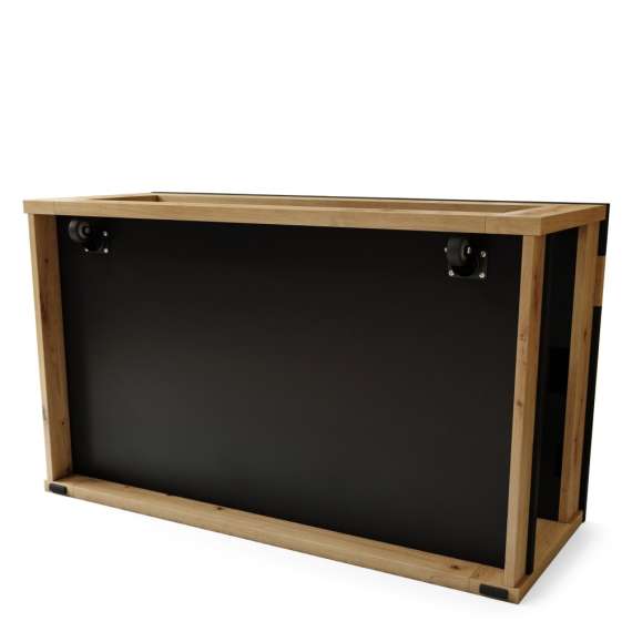 Sofabord LUSSO 112x60x 45-71 cm - svart matt - eik artisan - hylle - oppbevaringsplass