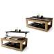 Sofabord LUSSO 112x60x 45-71 cm - svart matt - eik artisan - hylle - oppbevaringsplass