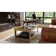 Sofabord LUSSO 112x60x 45-71 cm - svart matt - eik artisan - hylle - oppbevaringsplass