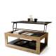Sofabord LUSSO 112x60x 45-71 cm - svart matt - eik artisan - hylle - oppbevaringsplass