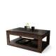 Sofabord LUSSO 112x60x 45-71 cm - svart matt - eik brun - hylle - oppbevaringsplass