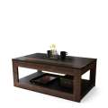 Sofabord LUSSO 112x60x 45-71 cm - svart matt - eik brun - hylle - oppbevaringsplass