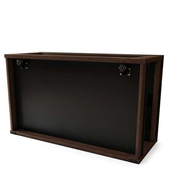 Sofabord LUSSO 112x60x 45-71 cm - svart matt - eik brun - hylle - oppbevaringsplass