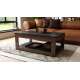 Sofabord LUSSO 112x60x 45-71 cm - svart matt - eik brun - hylle - oppbevaringsplass