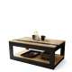 Sofabord LUSSO 112x60x 45-71 cm eik artisan - svart matt - hylle - oppbevaringsplass