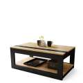 Sofabord LUSSO 112x60x 45-71 cm eik artisan - svart matt - hylle - oppbevaringsplass