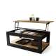 Sofabord LUSSO 112x60x 45-71 cm eik artisan - svart matt - hylle - oppbevaringsplass