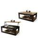 Sofabord LUSSO 112x60x 45-71 cm eik artisan - svart matt - hylle - oppbevaringsplass
