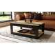 Sofabord LUSSO 112x60x 45-71 cm eik artisan - svart matt - hylle - oppbevaringsplass