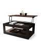 Sofabord LUSSO 112x60x45-71 cm - eik brun - svart matt - hylle - oppbevaringsplass