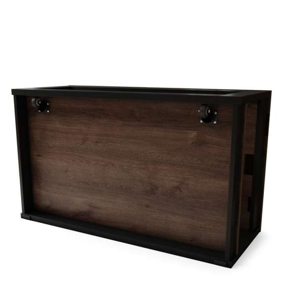 Sofabord LUSSO 112x60x45-71 cm - eik brun - svart matt - hylle - oppbevaringsplass