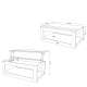 Sofabord LUSSO 112x60x45-71 cm - eik brun - svart matt - hylle - oppbevaringsplass
