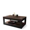 Sofabord LUSSO 112x60x45-71 cm - eik brun - svart matt - hylle - oppbevaringsplass