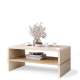 Sofabord ROCKY - 100x60 cm - beige høyglans - eik artisan