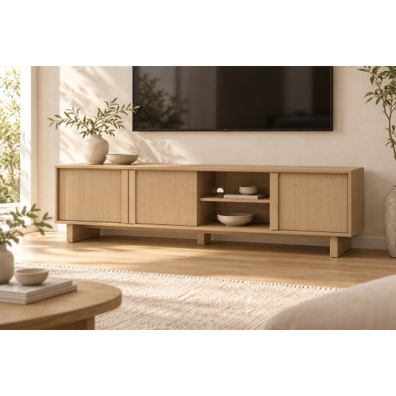 Tv-benk MODO 204x58 cm - eik arles - 3 dører - japandi