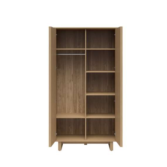 Garderobeskap MODO 104x202 cm - eik arles - 2 dører -  japandi