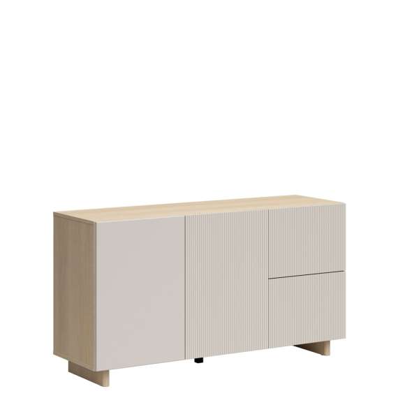 Skjenk CALM 135x74 cm - eik lindberg - cashmere - 2 dører - 2 skuffer - japandi