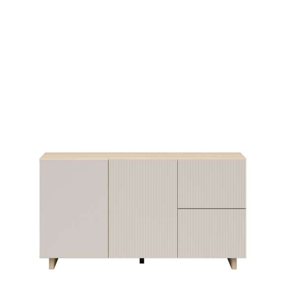 Skjenk CALM 135x74 cm - eik lindberg - cashmere - 2 dører - 2 skuffer - japandi